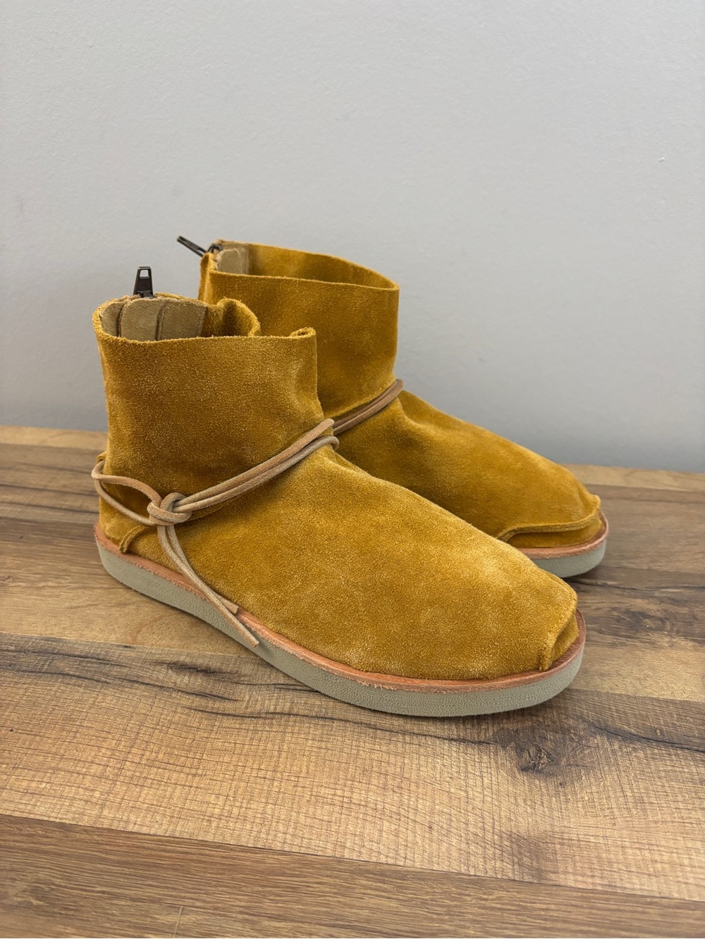 Satorisan Silverlake Suede Ankle Booties Tie Moccasins Tan Women’s